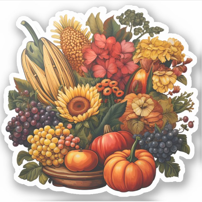 Sticker Récolte d'automne Thanksgiving Agrumes (Devant)