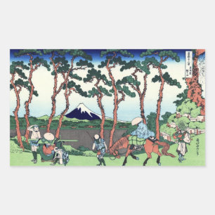 Sticker Rectangulaire 東 海 保 道 谷 土 斎, 北 Voir le Mont Fuji de Hodogaya, Ho