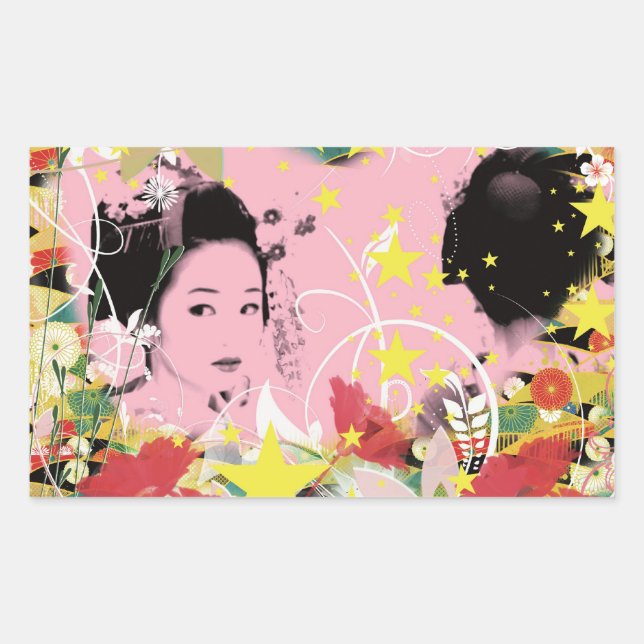 STICKER RECTANGULAIRE 花の舞八重の舞 (Devant)