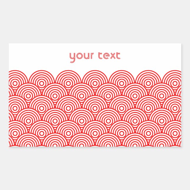 STICKER RECTANGULAIRE 青海波風(赤色) (Devant)