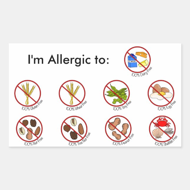 Sticker Rectangulaire 100% Alimentation Allergie Libre - Choisissez votr (Devant)