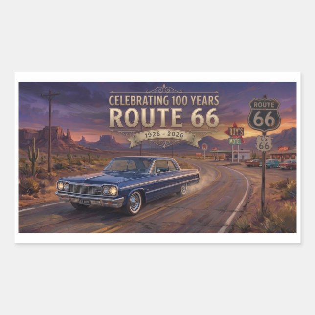 Sticker Rectangulaire 100 Ans de la Route 66 (Devant)