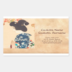 Sticker Rectangulaire 100 Figures de Beautés portant Takasago Kimonos