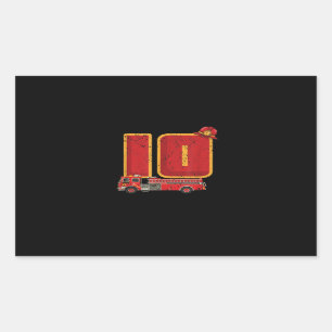 Sticker Rectangulaire 10 ans Anniversaire Cadeaux Pompiers