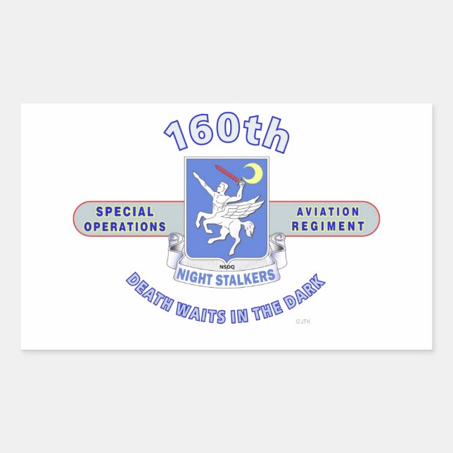 STICKER RECTANGULAIRE 160E SOAR DU RÉGIMENT D'AVIATION D'OPÉRATION SPÉCI (Devant)