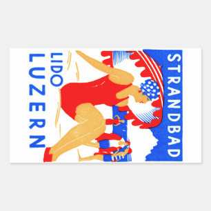Sticker Rectangulaire 1929 Art Déco Strandbad Lido Luzern