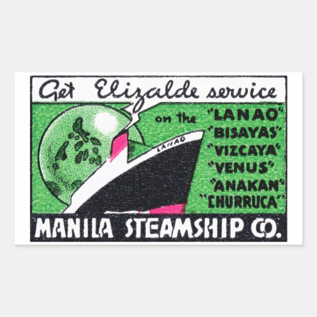 Sticker Rectangulaire 1930 Manila Steamship Company (Devant)