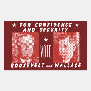 Sticker Rectangulaire 1940 Vote Roosevelt + Wallace, rouge