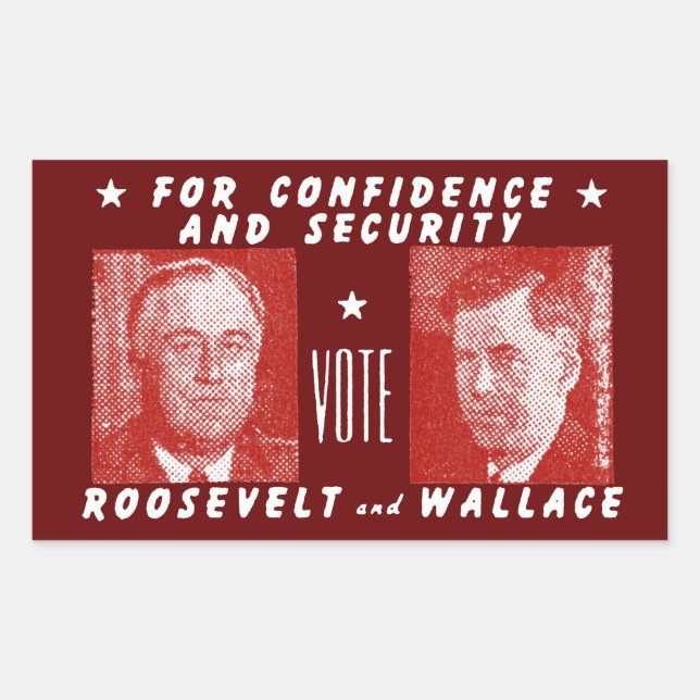 Sticker Rectangulaire 1940 Vote Roosevelt + Wallace, rouge (Devant)