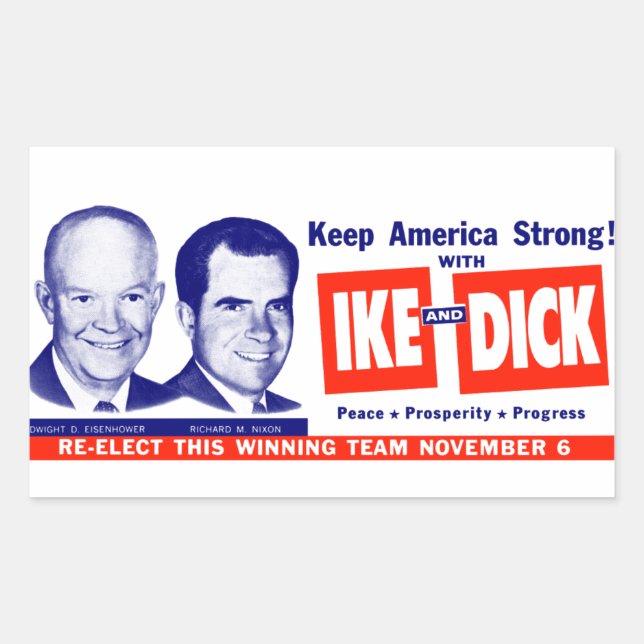 Sticker Rectangulaire 1956 Vote Ike et Dick (Devant)