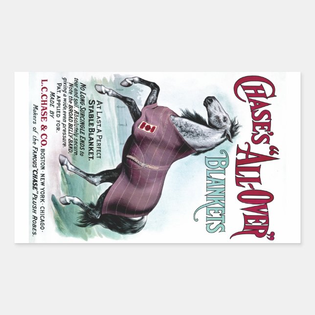 Sticker Rectangulaire 19e C. Couvertures Chase Horse (Devant)