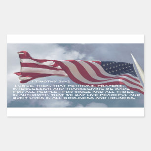 Sticker Rectangulaire 1 Timothée 2:1-2 Prières... pour ceux qui sont en