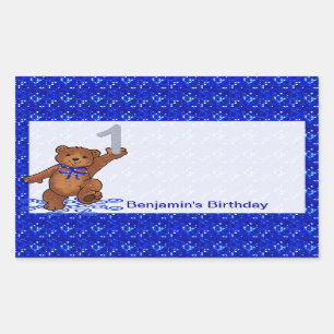 Sticker Rectangulaire 1er anniversaire Dancing Bear Scrapbook