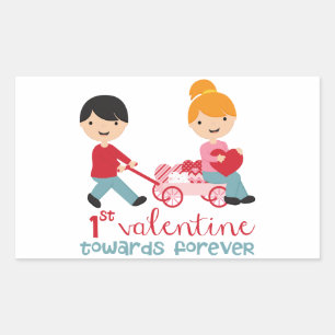 Sticker Rectangulaire 1re Saint Valentin Ensemble