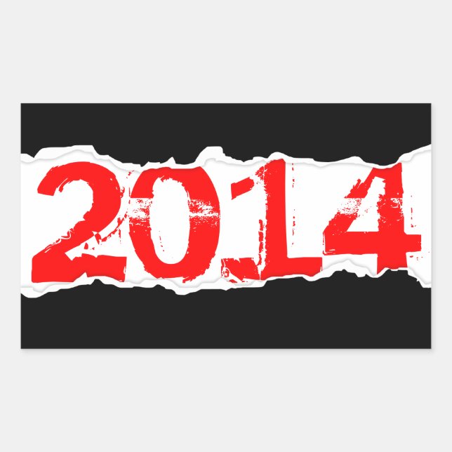 Sticker Rectangulaire 2014 (déchirure de page) (Devant)