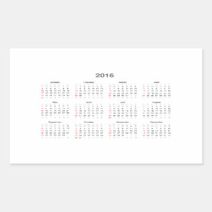 Sticker Rectangulaire 2016 cadeaux de calendrier