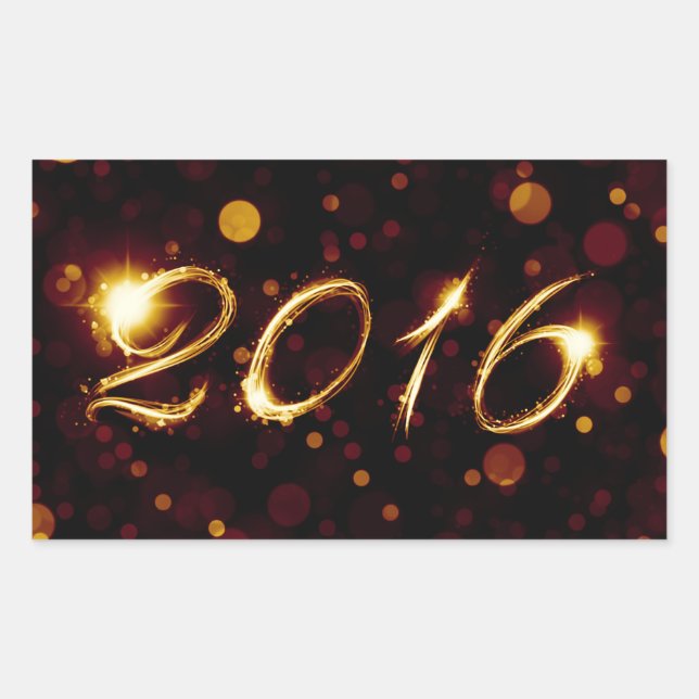 Sticker Rectangulaire 2016 (feux de bokeh) (Devant)