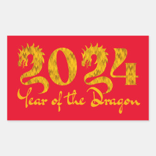 STICKER RECTANGULAIRE 2024 ANNÉE DU DRAGON OR