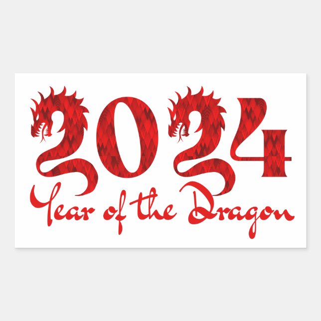 STICKER RECTANGULAIRE 2024 ANNÉE DU DRAGON ROUGE (Devant)