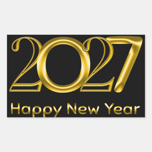 Sticker Rectangulaire 2027 Bonne Année (Devant)