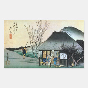 Sticker Rectangulaire 21. 丸 子 宿, 広 Maruko-juku, Hiroshige, Ukiyo-e, 重