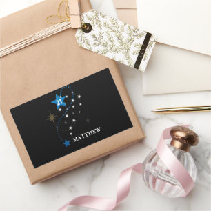 Sticker Rectangulaire 21e anniversaire bleu et noir Personnalisé