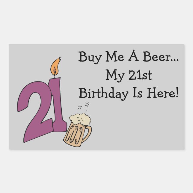 Sticker Rectangulaire 21e Bière d'anniversaire (personnalisable) (Devant)