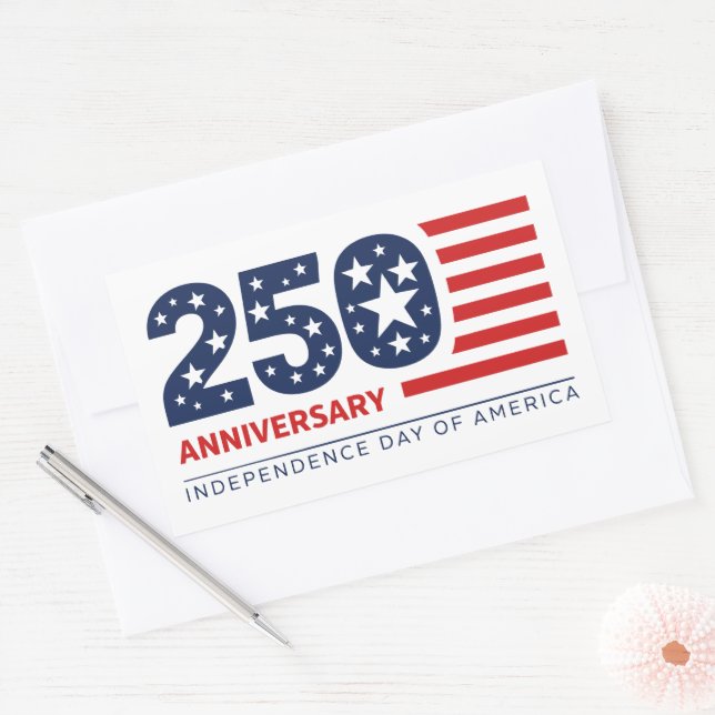 Sticker Rectangulaire 250e Anniversaire Jour de l'Indépendance de l'Amér (Enveloppe)