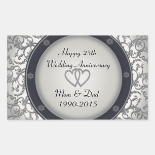 Sticker Rectangulaire 25e anniversaire du Mariage d'argent