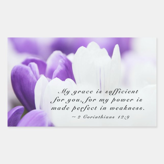 Sticker Rectangulaire 2 Corinthiens 12:9 Ma grâce vous suffit (Devant)