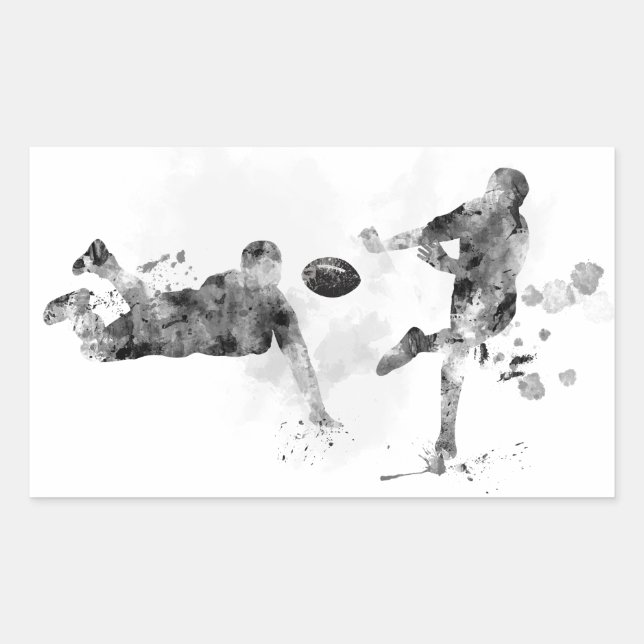 STICKER RECTANGULAIRE 2 JOUEURS DE RUGBY - (Devant)