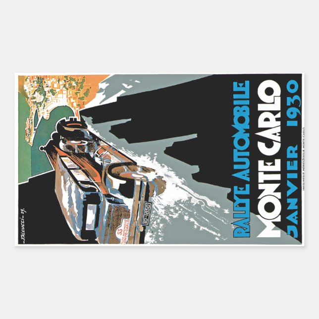 Sticker Rectangulaire 2e Grand Prix Automobile de Monte Carlo (Devant)