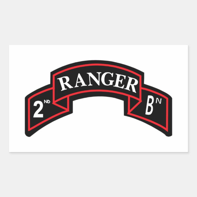 Sticker Rectangulaire 2nd Ranger Battalion - 2ème bataillon de Ranger (Devant)