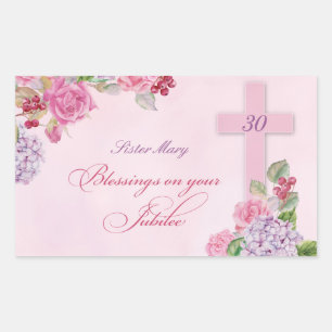Sticker Rectangulaire 30e anniversaire de la vie religieuse Nonne cathol
