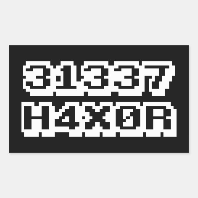 STICKER RECTANGULAIRE 31337 H4X0R (Devant)