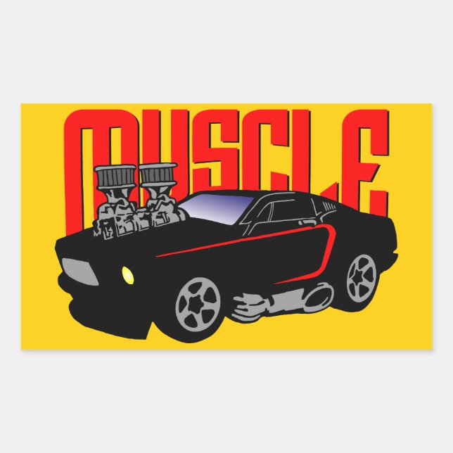 Sticker Rectangulaire 341 Cartoon Muscle Car (Devant)