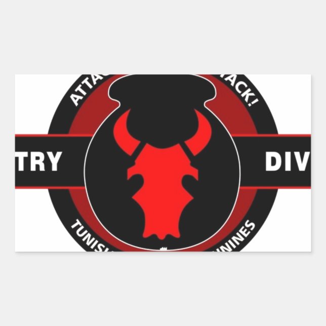 STICKER RECTANGULAIRE 34E DIVISION D'INFANTERIE" BULLE ROUGE" (Devant)