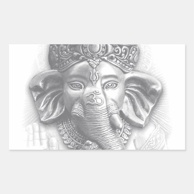 Sticker Rectangulaire 3d Seigneur Ganesha - Om (Devant)