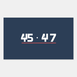 Sticker Rectangulaire 45 47 chiffres blancs soulignement rouge marine