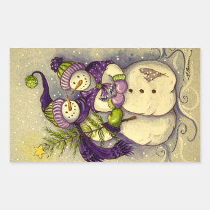 Sticker Rectangulaire 4882 Noël des Snowmen