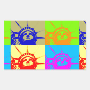 Sticker Rectangulaire 4 Couleur Pop Art Lady Liberty