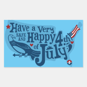 Sticker Rectangulaire 4 juillet Sûr Et Heureux