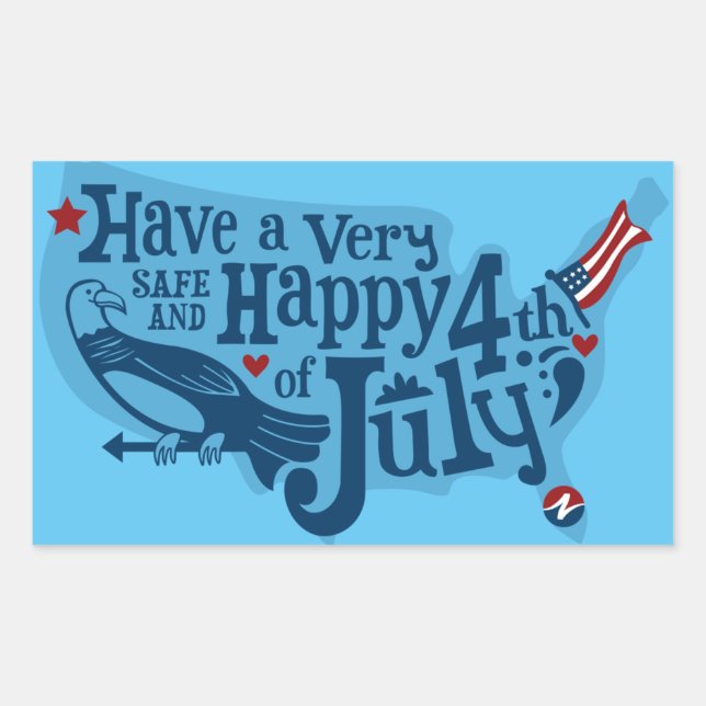 Sticker Rectangulaire 4 juillet Sûr Et Heureux (Devant)