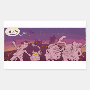 Sticker Rectangulaire 4 Petits monstres - Musique nocturne