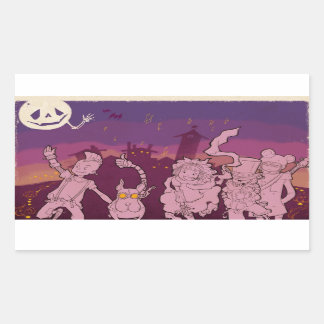 Sticker Rectangulaire 4 Petits monstres - Musique nocturne