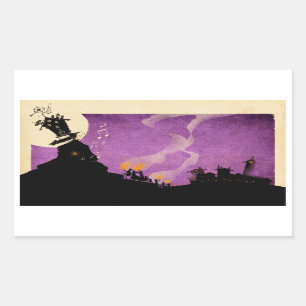 Sticker Rectangulaire 4 petits monstres - nuit de Halloween