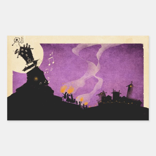 Sticker Rectangulaire 4 Petits monstres - Nuit d'Halloween (Devant)