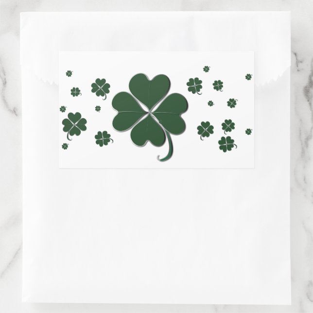 Sticker Rectangulaire 4 Shamrock de trèfle de la feuille St. Patrick's D (Sac)