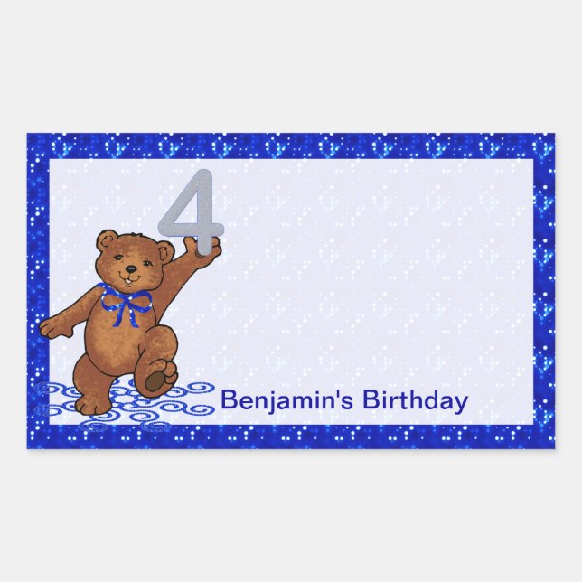Sticker Rectangulaire 4e anniversaire Dancing Bear Scrapbook (Devant)