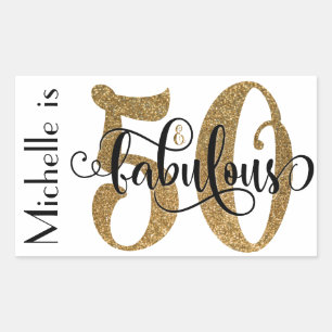 Sticker Rectangulaire 50 et anniversaire fabuleux 3 de typographie de